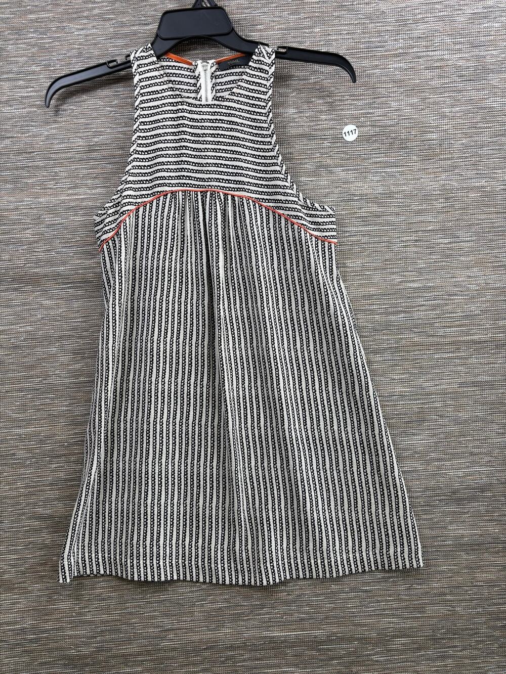 THML Dress Womens S White Striped High Neck Trapeze Swing Sleeveless Short